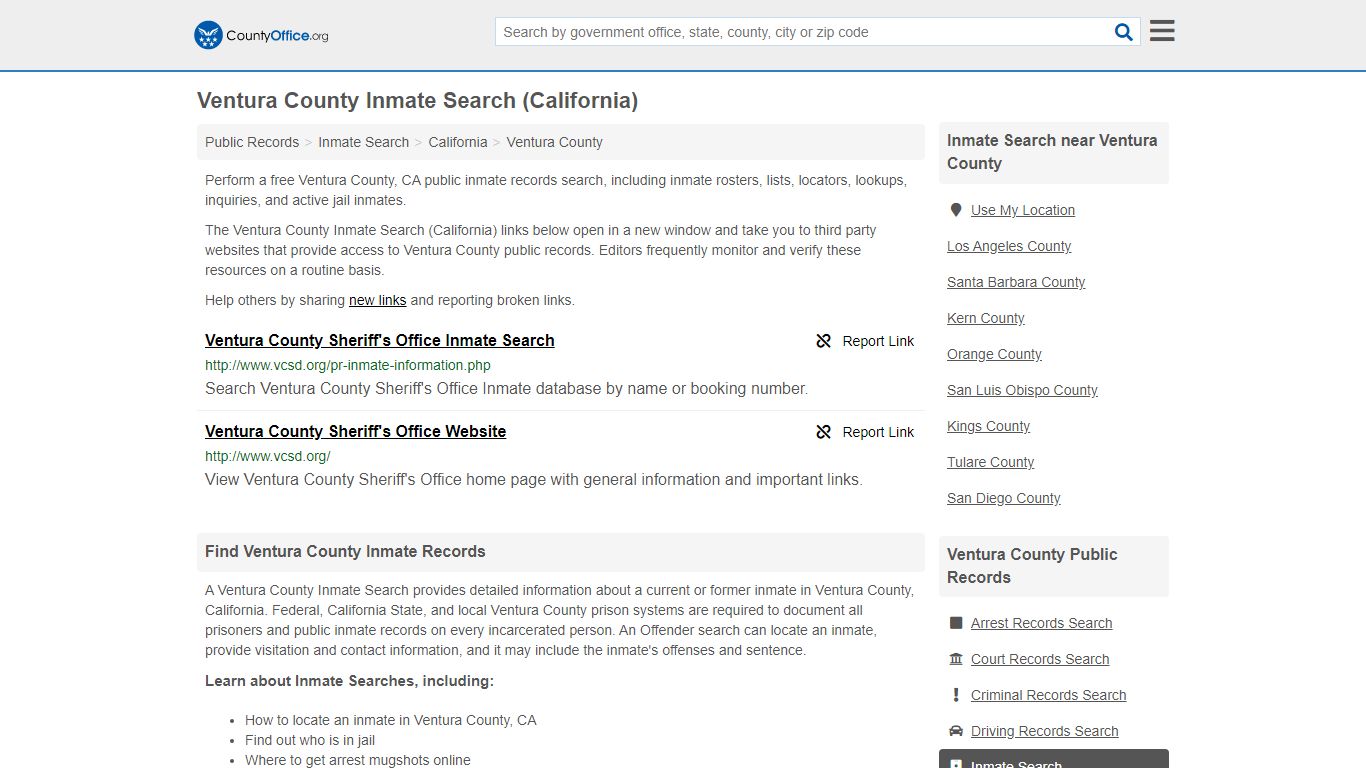 Inmate Search - Ventura County, CA (Inmate Rosters & Locators)