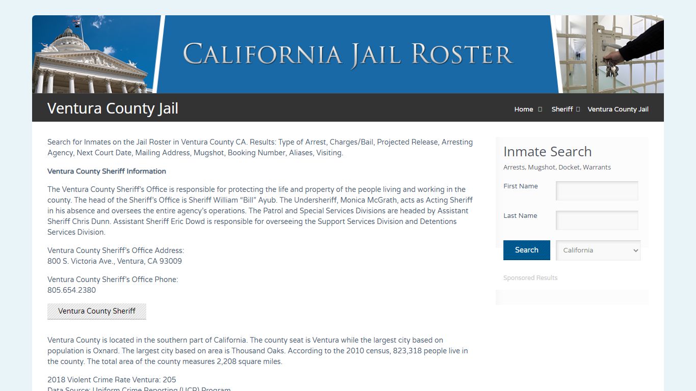 Ventura County Jail | Jail Roster Search